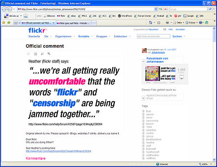 flickr Zensur Censorship Heather